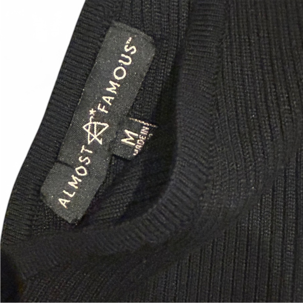 Almost Famous Black Maxi Rose Gold zip back Plunge sweater Dress - Picture 3 of 5